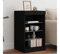 vidaXL Buffet avec lumières LED, armoire latérale de rangement 41x37x67 cm Noir
