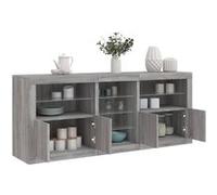 Buffet avec lumières LED sonoma gris 162x37x67 cm Gris G