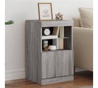 vidaXL Buffet avec lumières LED – Armoire latérale de rangement moderne, Sonoma gris