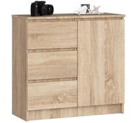 Buffet avec Porte et 3 Tiroirs Chêne Sonoma - Commode Style Contemporain - 80 x 40 x 80 cm