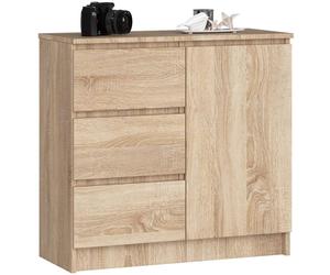 Buffet avec Porte et 3 Tiroirs Chêne Sonoma - Commode Style Contemporain - 80 x 40 x 80 cm