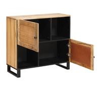 Buffet avec rangement marron 80 x 33 x 75 cm en bois massif de mangue | Portes stables, intérieur spacieux, polyvalent pour salle à manger et salon, facile d'entretien
