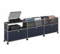 Buffet avec rangement pour vinyles USM Haller bleu acier - USM LOOK BOOK 59_34