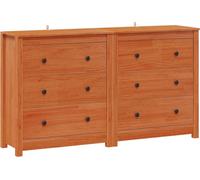 Buffet avec tiroir 2 pcs Brun Ciré 140 x 35 x 80 cm Pin massif