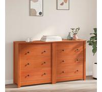 vidaXL Buffet 2 pc Brun Ciré 140 x 35 x 80 cm Pin Massif