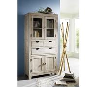 Buffet avec vitrine - Bois massif d'acacia blanchi - NATURE WHITE #61