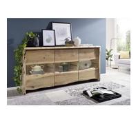 Buffet avec vitrine - Bois massif d'acacia laqué (Bois naturel) - Design naturel - PURE EDGE 708
