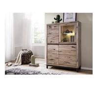 Buffet avec vitrine - Bois massif de chêne sauvage huilé (Bianco) - VILLANDERS #205
