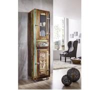 Buffet avec vitrine et roulettes - Bois massif recyclé laqué (Multicolore) - Inspiration Ethnique - FREEZY #11