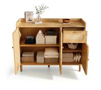 Buffet bahut 120 x 40 x 91 cm, 3 portes, 1 tiroir, chêne et cannage