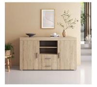 Buffet Bahut 2 portes 2 tiroirs | 140 x 80 x 40 cm | Couleur Sonoma Mate | Rangement | ROQUE