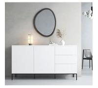 Buffet Bahut 2 portes et 3 tiroirs | 150 x 80 x 41 cm | Couleur Blanc | Finition mate | Rangement | Serena