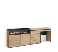 Buffet, Bahut, 227x35x75 cm, Chambre à coucher, pièce, Cheminée électrique, Commode, Buffet, Coiffeuse, Chêne, RF3411
