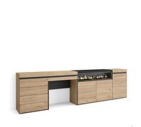 Buffet, Bahut, 277x35x75 cm, Chambre à coucher, pièce, Cheminée électrique, Commode, Buffet, Coiffeuse, Chêne, RF3413
