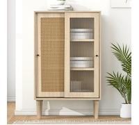Buffet bahut bois 60 x 40 x 100 cm grand espace de rangement avec Avec 2 portes et 6 compartiments de rangement - Chêne