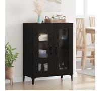 Buffet - Bahut/Commode couloir Noir Magnifique Buffet Chêne noir 69,5x34x90cm - bois d'ingénierie et fer CL6029356