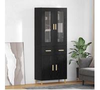 Buffet - Bahut/Commode couloir Noir Magnifique Haut Armoire Chêne noir 69,5x34x180cm - bois d'ingénierie CL4832043