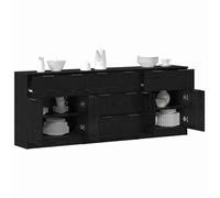 Buffet bahut/Commode MVS - multi-rangement - Meuble sur pied - 3 pcs Chêne noir 181x30x70cm Bois d'ingénierie &26_8274662