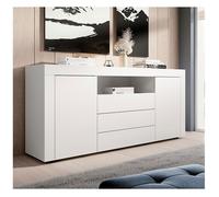 Buffet Bahut de Salon YANIS - 160 cm - 2 Portes et 3 Tiroirs - Enfilade Blanc Mat - Style Scandinave Moderne - Designameublement