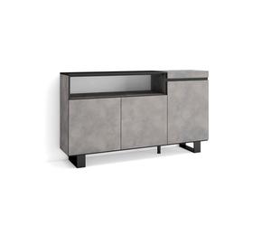 Buffet, Bahut, Enfilade, Meuble de Séjour, 150x35x87cm, Gris Ciment, RF2492
