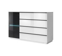 Buffet, bahut, enfilade TONGA 4 tiroirs, une porte. Look ultra design. Finition brillante. LEDS incluses 44 Blanc