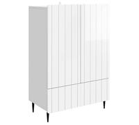 vidaXL Buffet Blanc Brillant 66 x 34,5 x 97 cm Bois d'ingénierie, Buffet élégant, Rangement spacieux, Meuble Pratique, Design Contemporain, Cabinet Fonctionnel, Organisation Efficace
