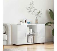 vidaXL Buffet avec étagère Florin Blanc Brillant 88,5 x 30,5 x 55,5 cm, Cabinet en Bois rectangulaire élégant, Solution de Rangement Pratique pour chez soi, Bureau, Style Moderne