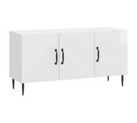 vidaXL Meuble TV Blanc Brillant 99 x 34,5 x 50 cm Bois d'ingénierie, Meuble TV Vintage rectangulaire, Console compacte, Rangement Fonctionnel pour Salon, Meuble d'intérieur