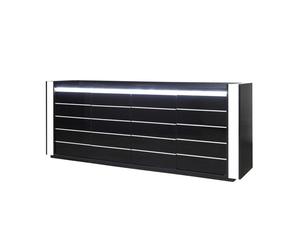 Buffet bahut LINA noir et blanc avec LED - 4 portes