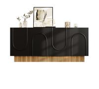 Buffet Bahut Moderne Noir Bois 160x75x38cm - 4 Portes Grand Espace Rangement Structure Épurée U - Élégant Salon et Salle à Manger