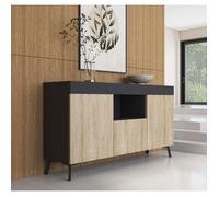 Buffet Bahut - Noir et somona - 130 x 70 x 32,5 cm