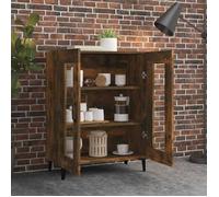 Buffet bahut - vidaXL - bois d'ingénierie - chêne fumé - porte vitrée - 2 portes - portes vitrées - 69,5 x 34 x 90 cm 55kin91o