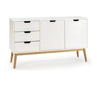Buffet Baku 3 tiroir y 2 porte blanc, pin massif, longueur 140 cm