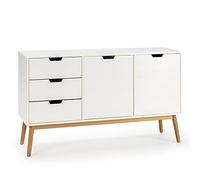 Buffet Baku 3 tiroir y 2 porte blanc, pin massif, longueur 140 cm