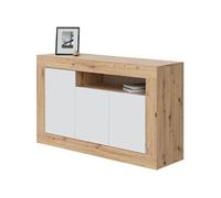 Buffet BALTIK Mélaminé 3 portes 1 niche de rangement Chene nodi et artik L 144 P