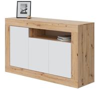 Generique Buffet Baltik 3 portes + niche 144 x 87 x 42 cm Blanc Artik/Chêne Nodi