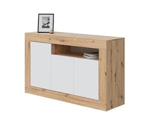 Buffet BALTIK - Mélaminé 3 portes + 1 niche de rangement - L 144 x P 42 x H 87 cm