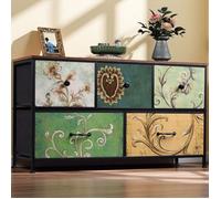 Buffet bas - 100x30x55.2 cm - 5 tiroirs - Métal noir - Style vintage industriel