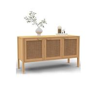 IDMarket - Buffet bas EDHEN 110 cm 3 portes bois et cannage