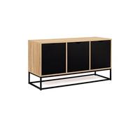 IDMarket - Buffet Bas 113 cm Boston 3 Portes Noires Design Industriel