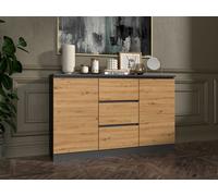 Home Collective Commode avec 3 tiroirs et 2 Portes 120x75x30 cm (L/H/P) étroite en Blanc, Highboard Sideboard Armoire Multi-Usage Armoire Chambre à Coucher