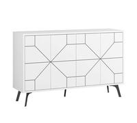 Buffet bas 123cm bois motif géométrique blanc