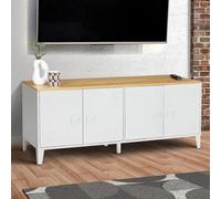 ID MARKET buffet 4 portes 140 cm Moderne bois et blanc