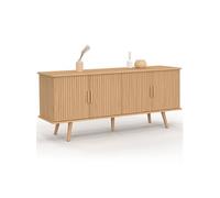IDMARKET Buffet 140 cm JULIETTE 4 portes lattes tasseau bois coloris chêne