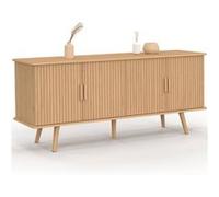 IDMARKET Buffet 140 cm JULIETTE 4 portes lattes tasseau bois coloris chêne