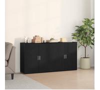 Vidaxl Sideboards 2 Pcs Noir Chêne 79x38x80 Cm Bois D'ingénierie