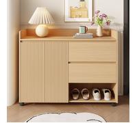 Buffet bas - 2 portes 2 tiroirs - Buffet de salon - MDF - 110x35x86 cm - Meuble de rangement - Meuble à chaussures avec roues -