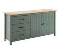 AltoBuy Tina - Buffet Bas 2 Portes 3 Tiroirs Bois Ciré et Vert