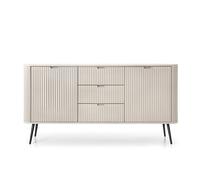 Buffet bas 2 portes 3 tiroirs pieds métal noir 170 cm - IRIS