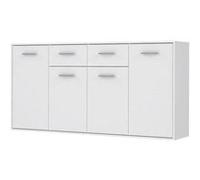 Buffet bas 4 portes et 2 tiroirs - Blanc mat - 162,3 x 34,2 x 88,1 cm Blanc G